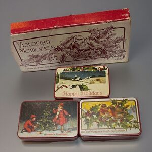 Vtg 1981 Victorian Memories Christmas Holiday Set of 3 Tins Lillian Vernon #4532